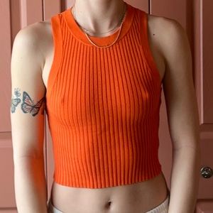 H & M orange ribbed tank top